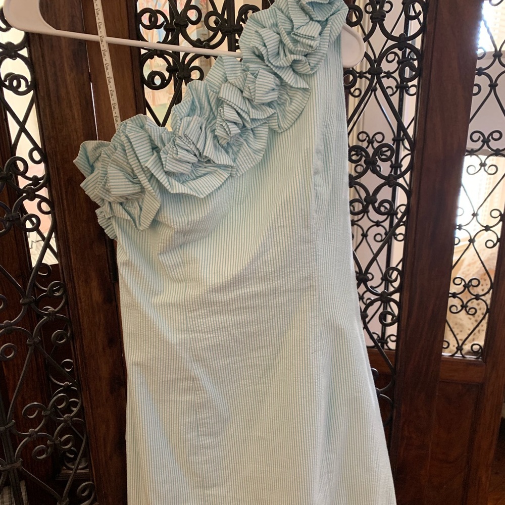 Lilly Pulitzer One Shoulder Mint Green/Blue Dress